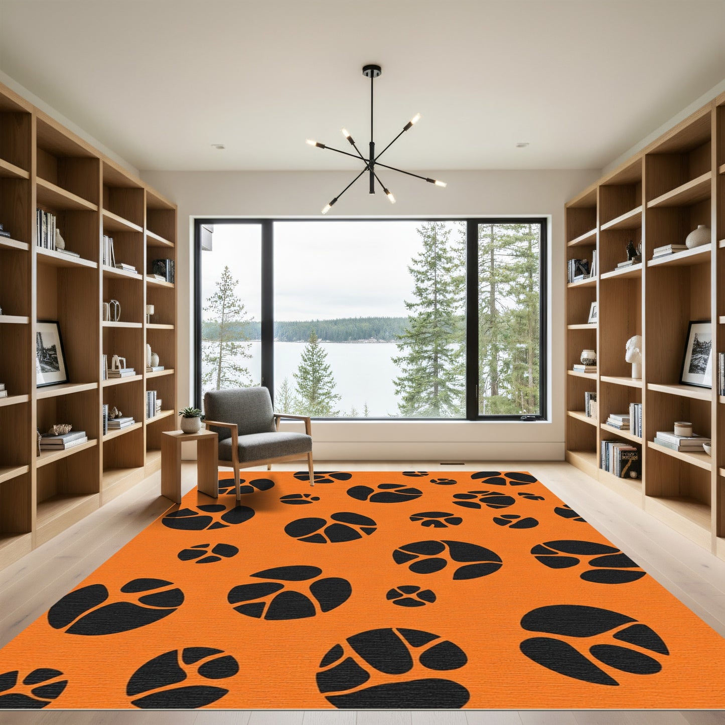 Orange Black Pebble Cluster Rug