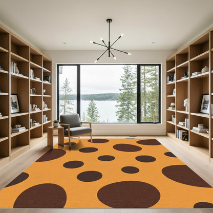 Orange Brown Polka Dot Circles Rug