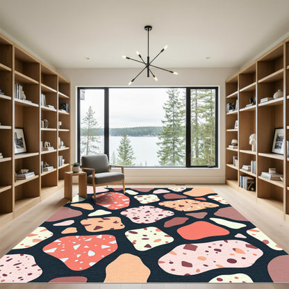 Abstract Terrazzo Stone Collage Rug