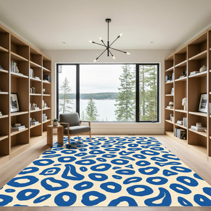 Deep Blue Abstract Animal Spots Rug