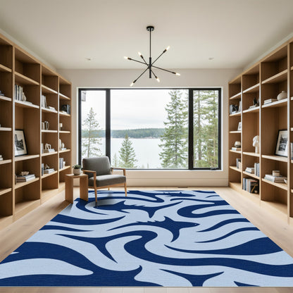 Deep Blue Swimming Sharks Marine Rug