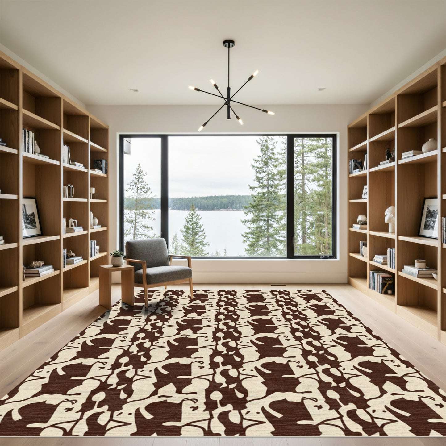 Alternating Brown Face Silhouette Rug