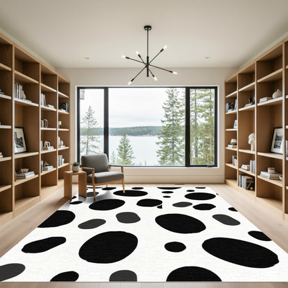 Black White Spotty Organic Forms Rug