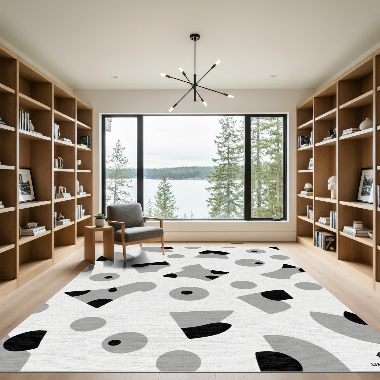 Monochromatic Abstract Scatter Shape Rug