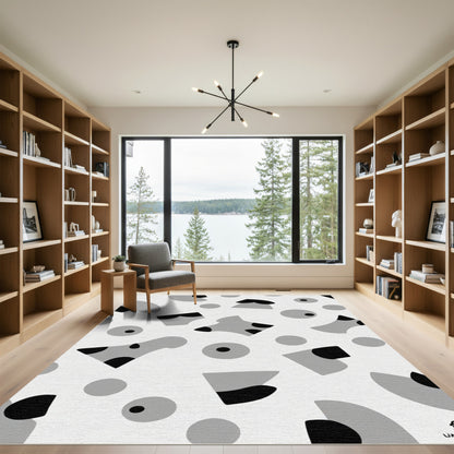 Monochromatic Abstract Scatter Shape Rug