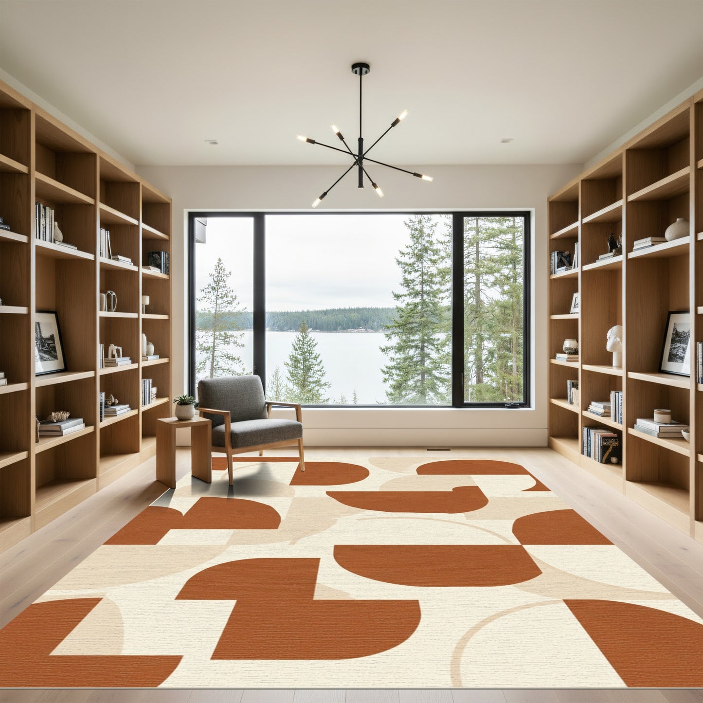 Terracotta Circles Geometric Abstract Rug