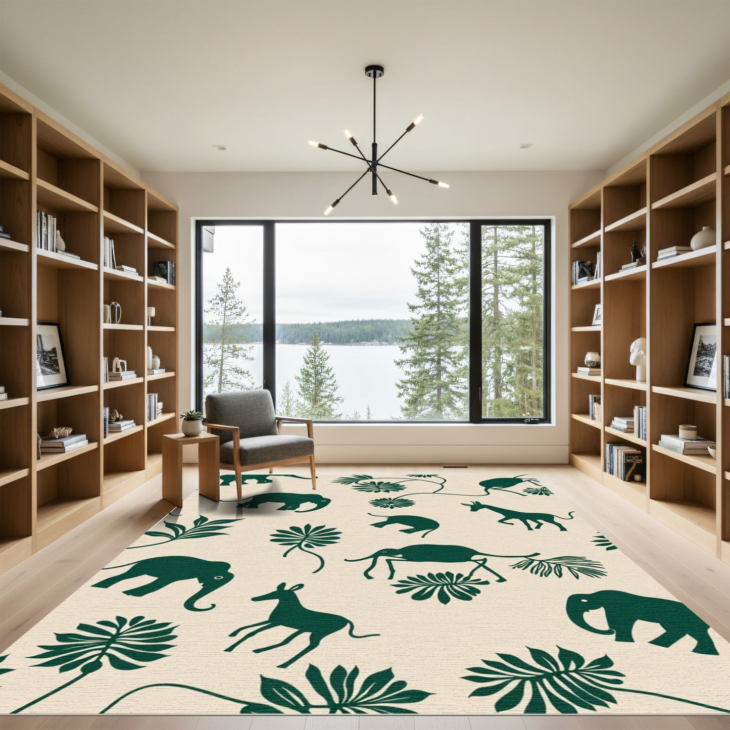 Deep Green Elephant Jungle Vine Rug