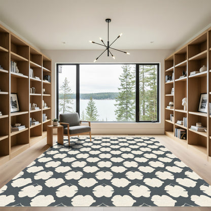 Cream Gray Abstract Trellis Rug
