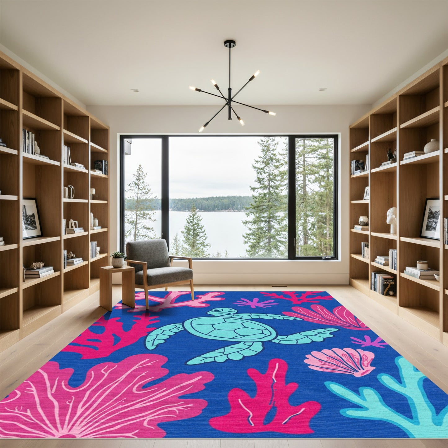 Ocean Turtle Coral Reef Scene Rug