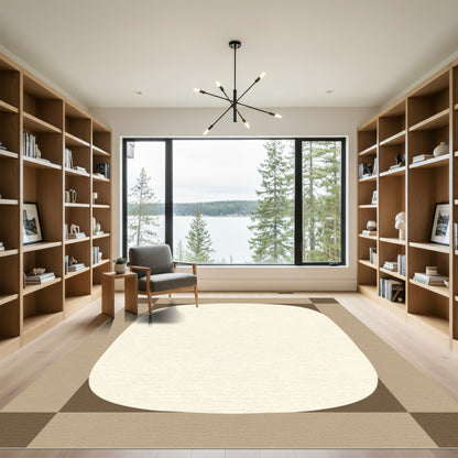 Neutral Toned Organic Center Square Rug