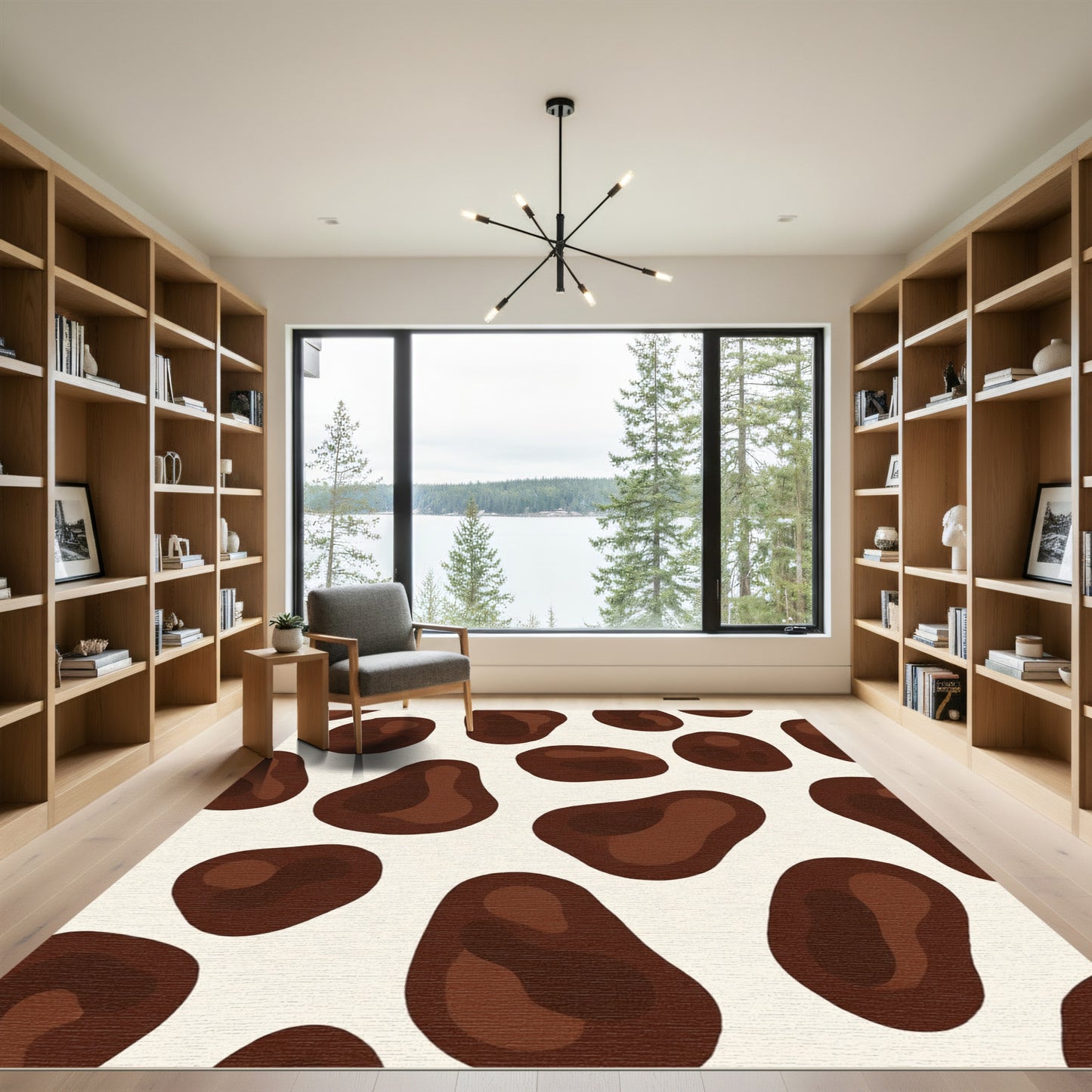 Brown Spots Abstract Shape Rug
