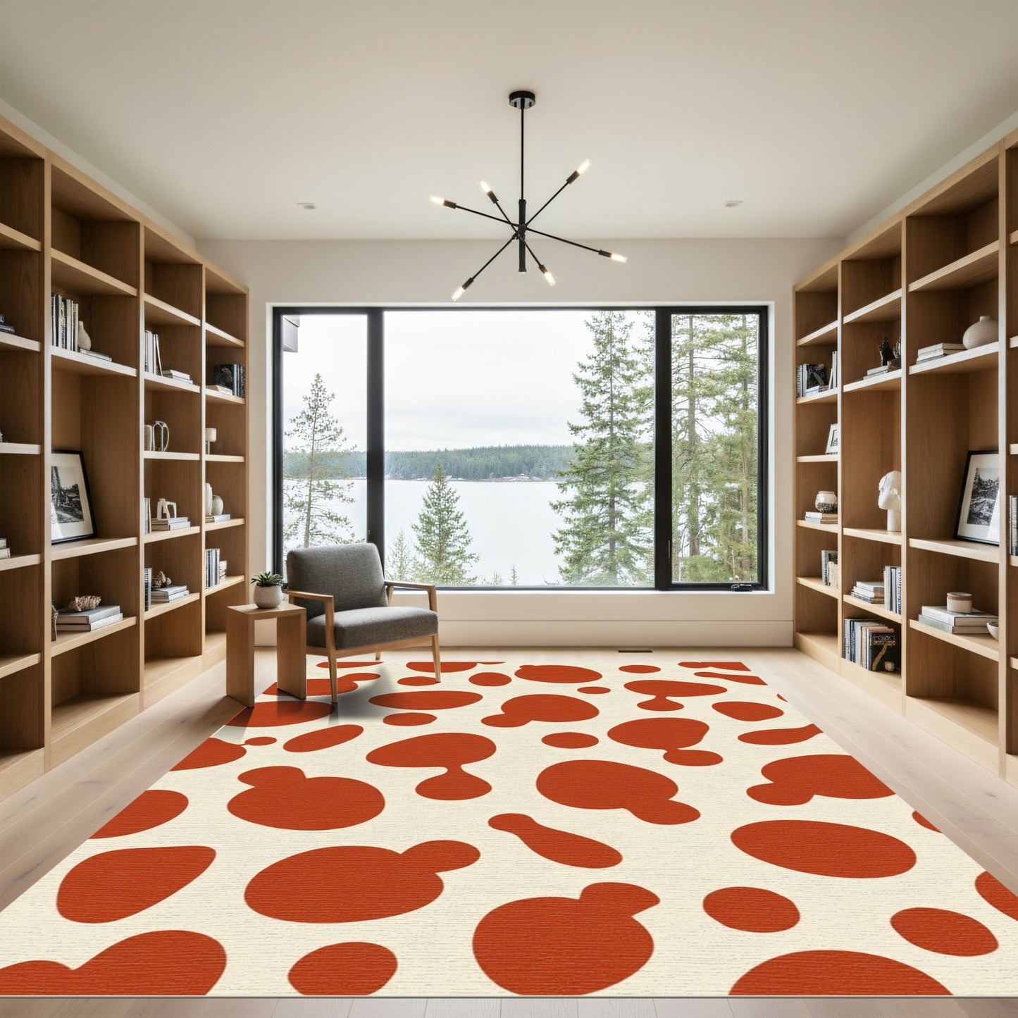 Terracotta Spots Organic Abstract Rug