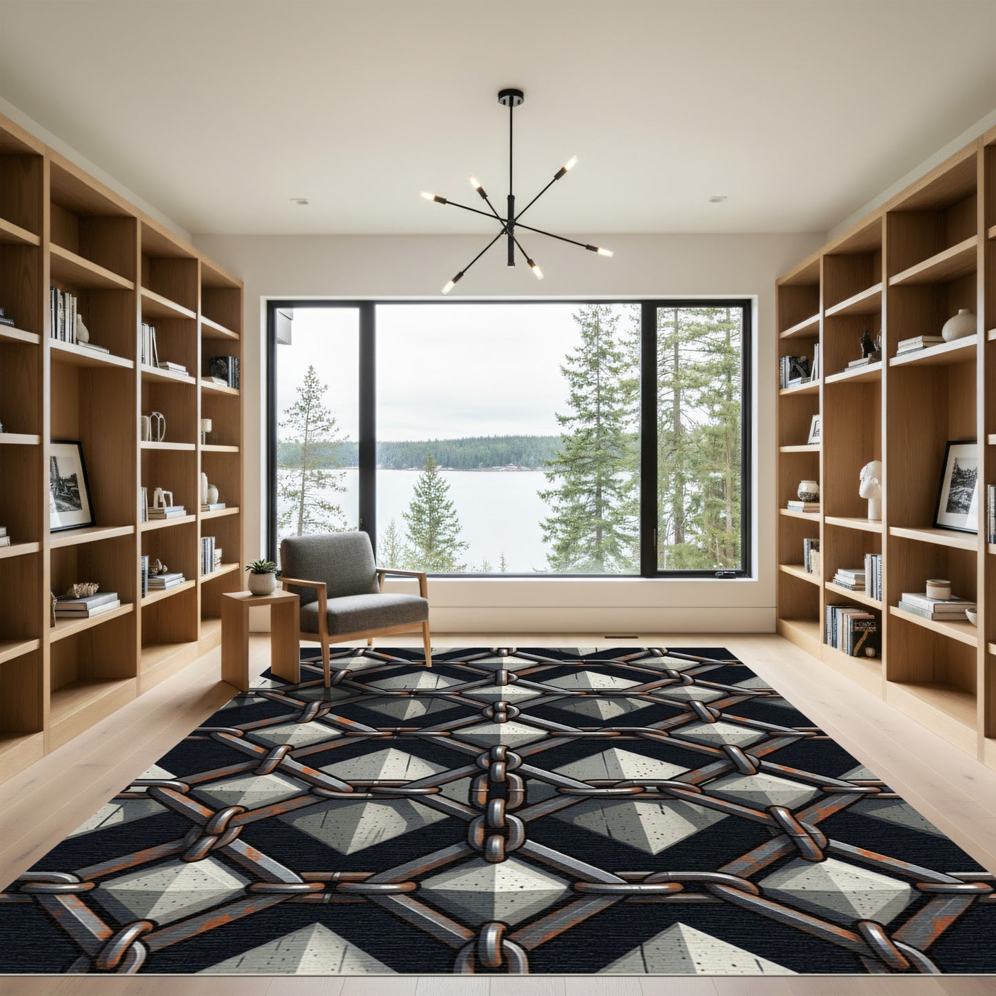 Industrial Gray Pyramid Chain Link Rug