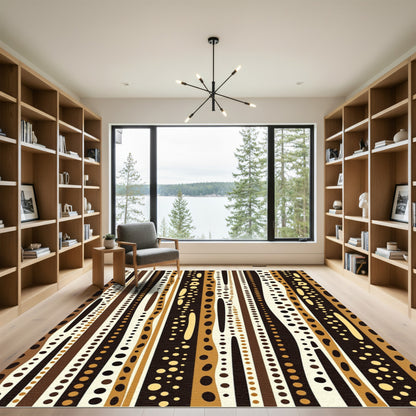 Earthy Brown Organic Stripe Pattern Rug