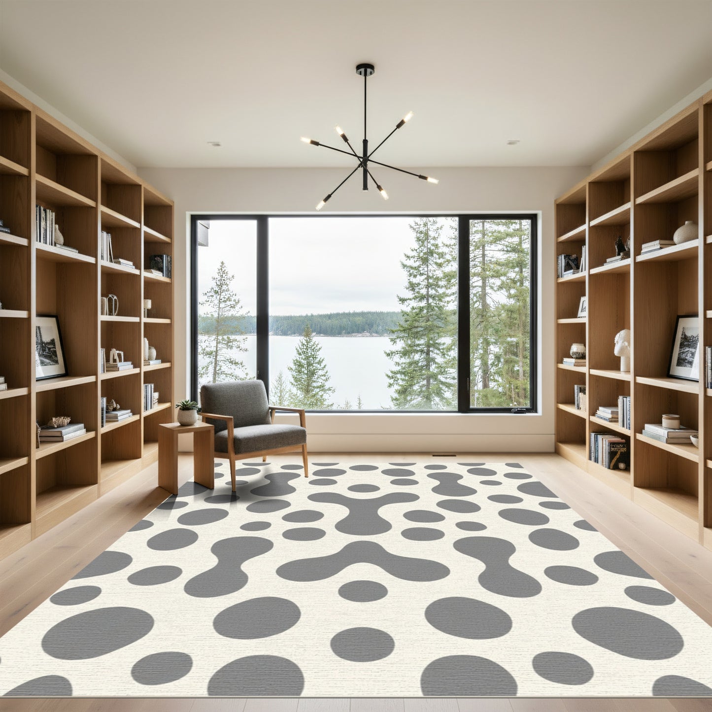 Mid Century Gray Blob Scatter Rug