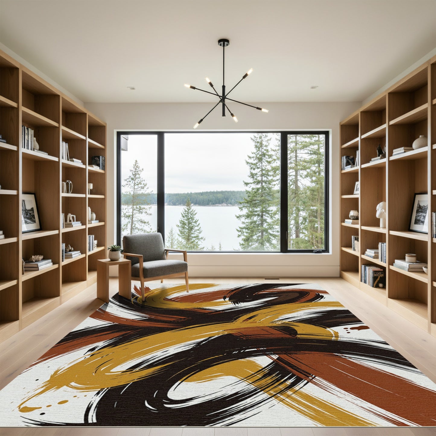 Bold Earth Tones Swirling Strokes Rug