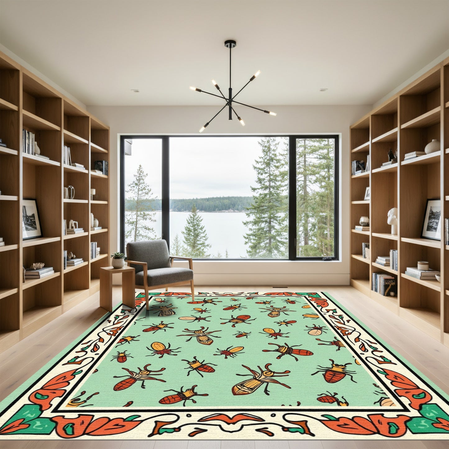 Whimsical Red Insect Garden Border Rug