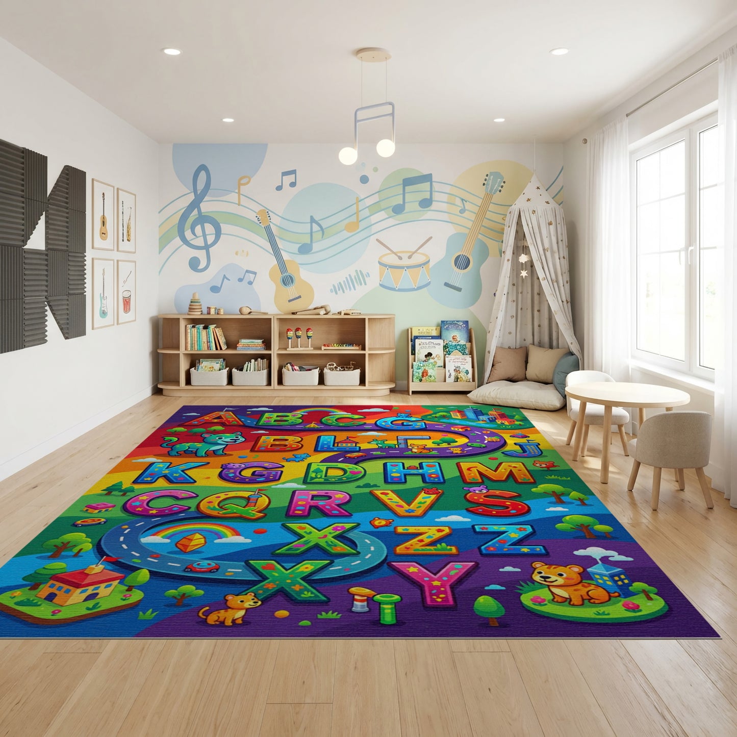Playful Colorful Alphabet Animals Road Rug