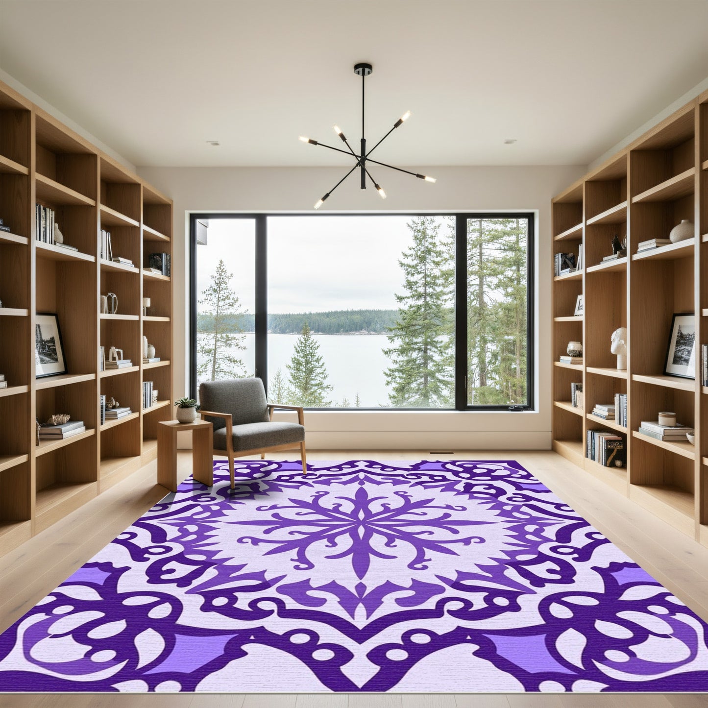 Purple Ornamental Medallion Symmetry Rug