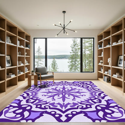 Purple Ornamental Medallion Symmetry Rug