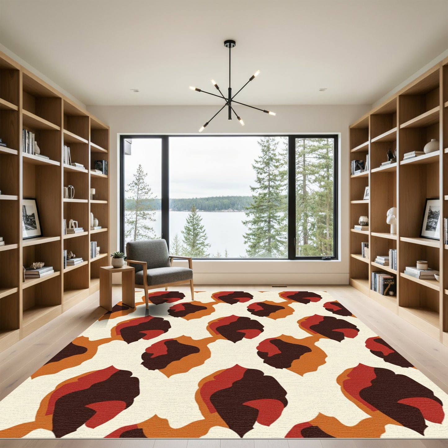 Earthy Amber Abstract Blob Rug