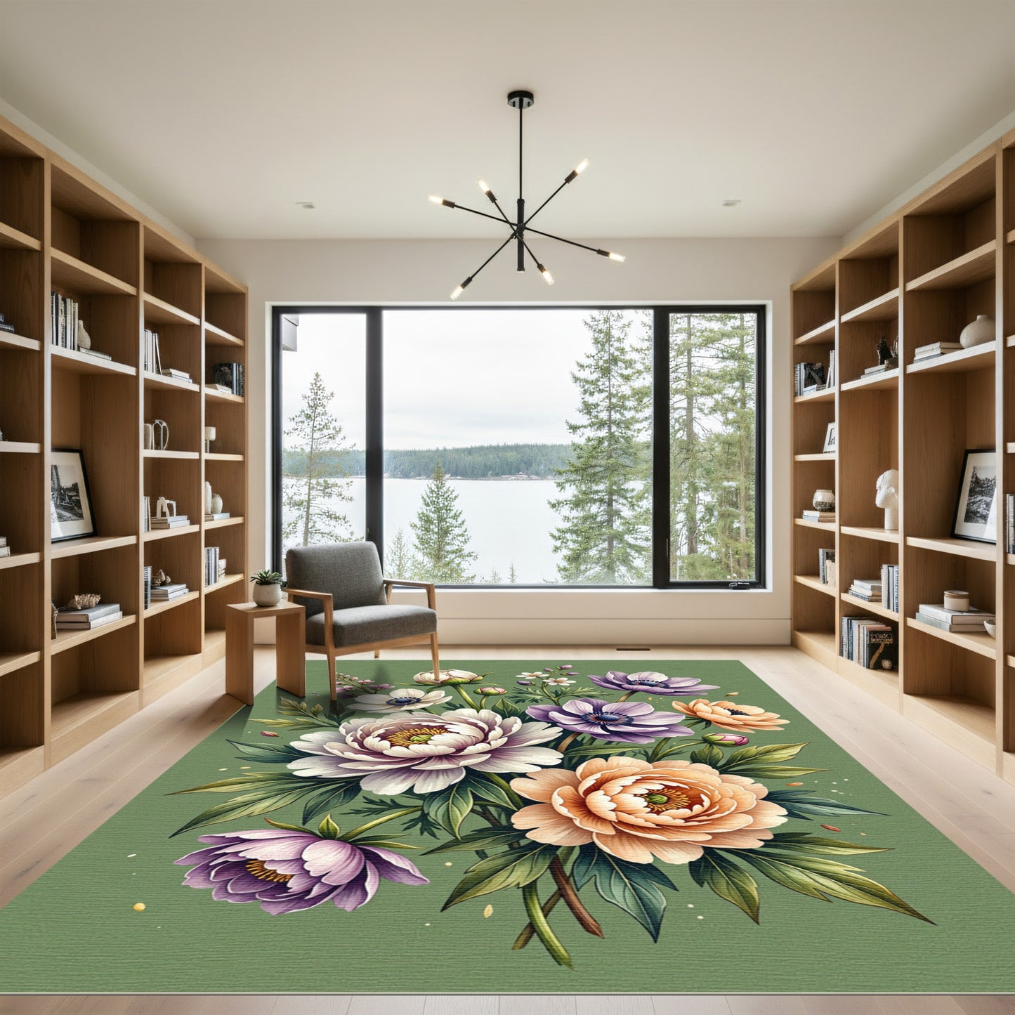Floral Bouquet Cream Purple Peach Rug