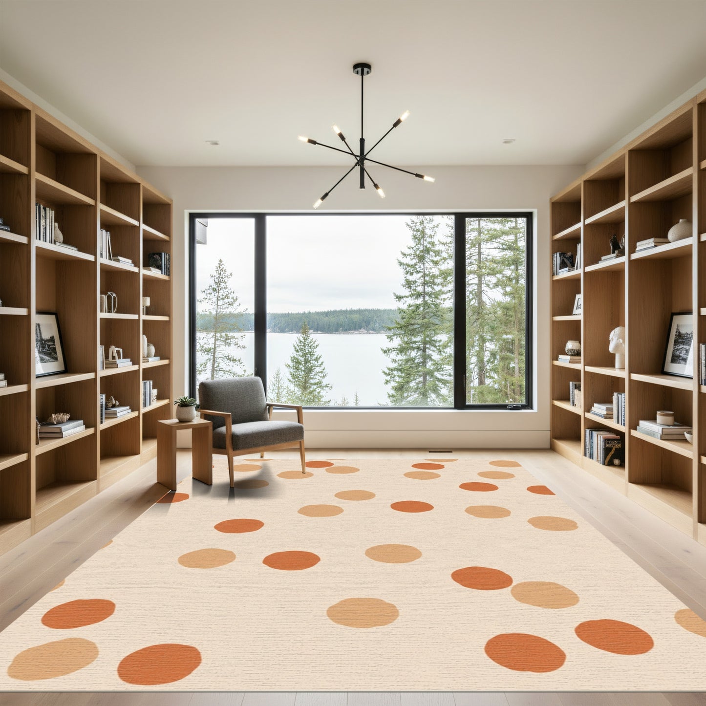 Terracotta Tan Polka Dot Scattered Rug