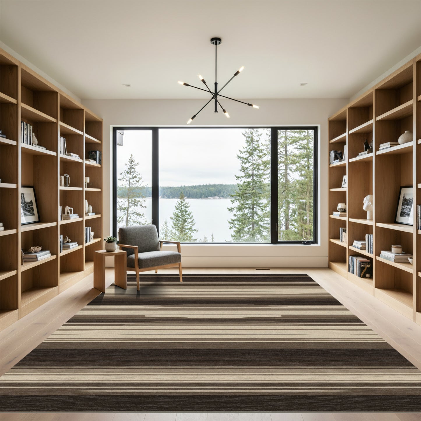 Monochrome Horizontal Stripe Abstract Rug