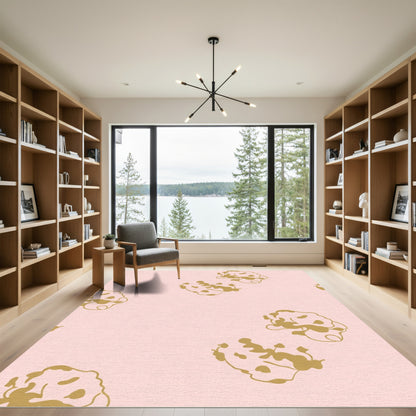 Golden Abstract Splatter Blush Rug