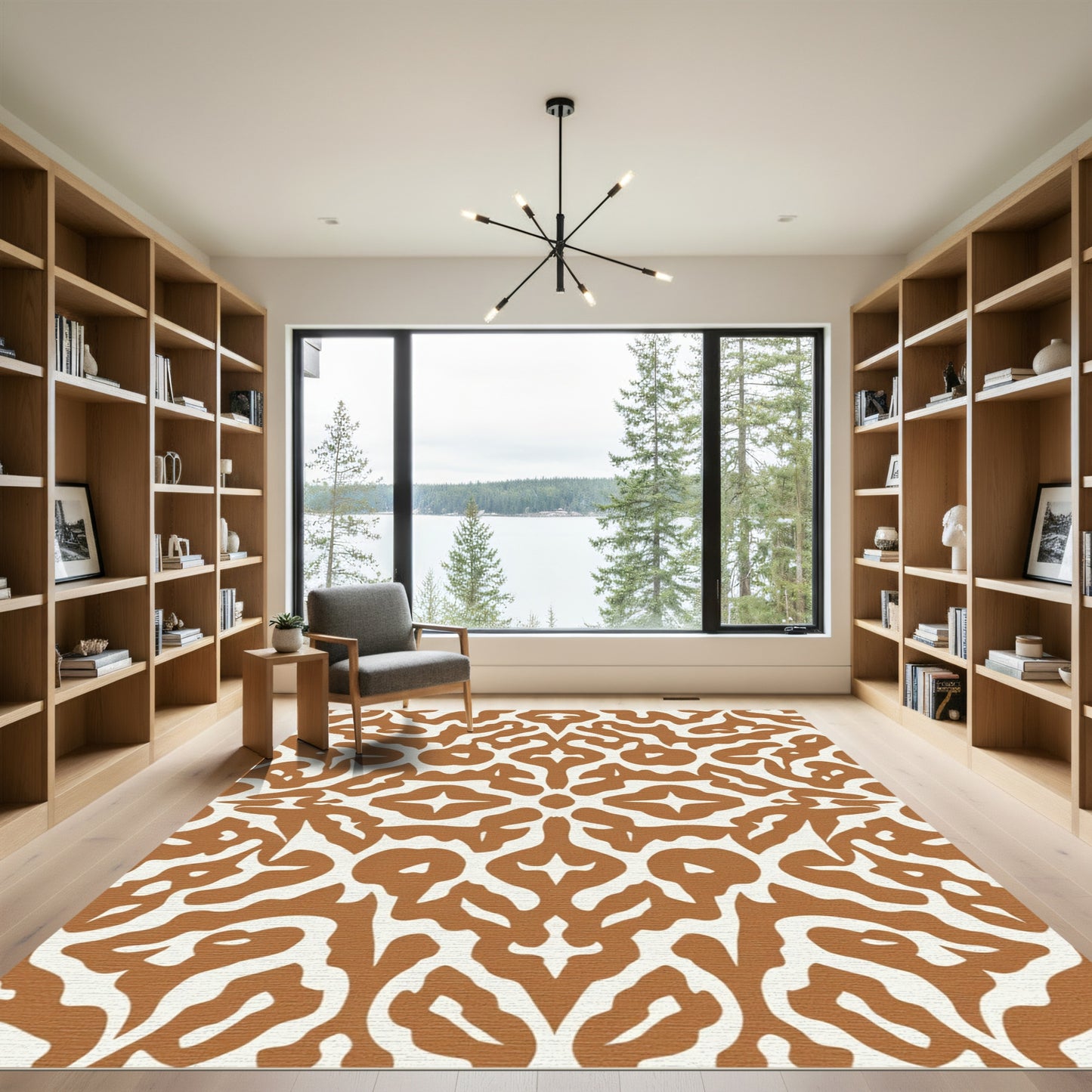 Terracotta Organic Scroll Medallion Rug