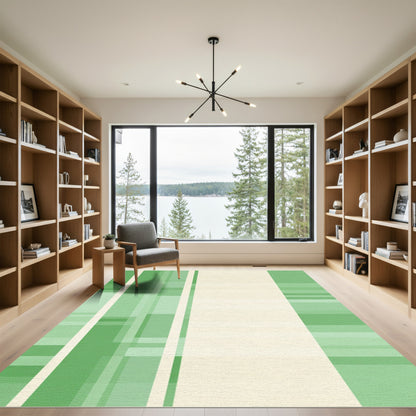 Green Stripes Pastel Geometric Band Rug