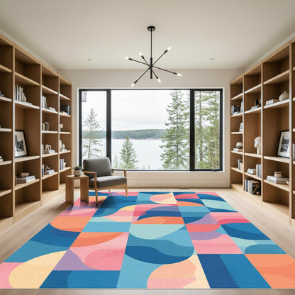 Abstract Geometric Palette Pastel Squares Rug