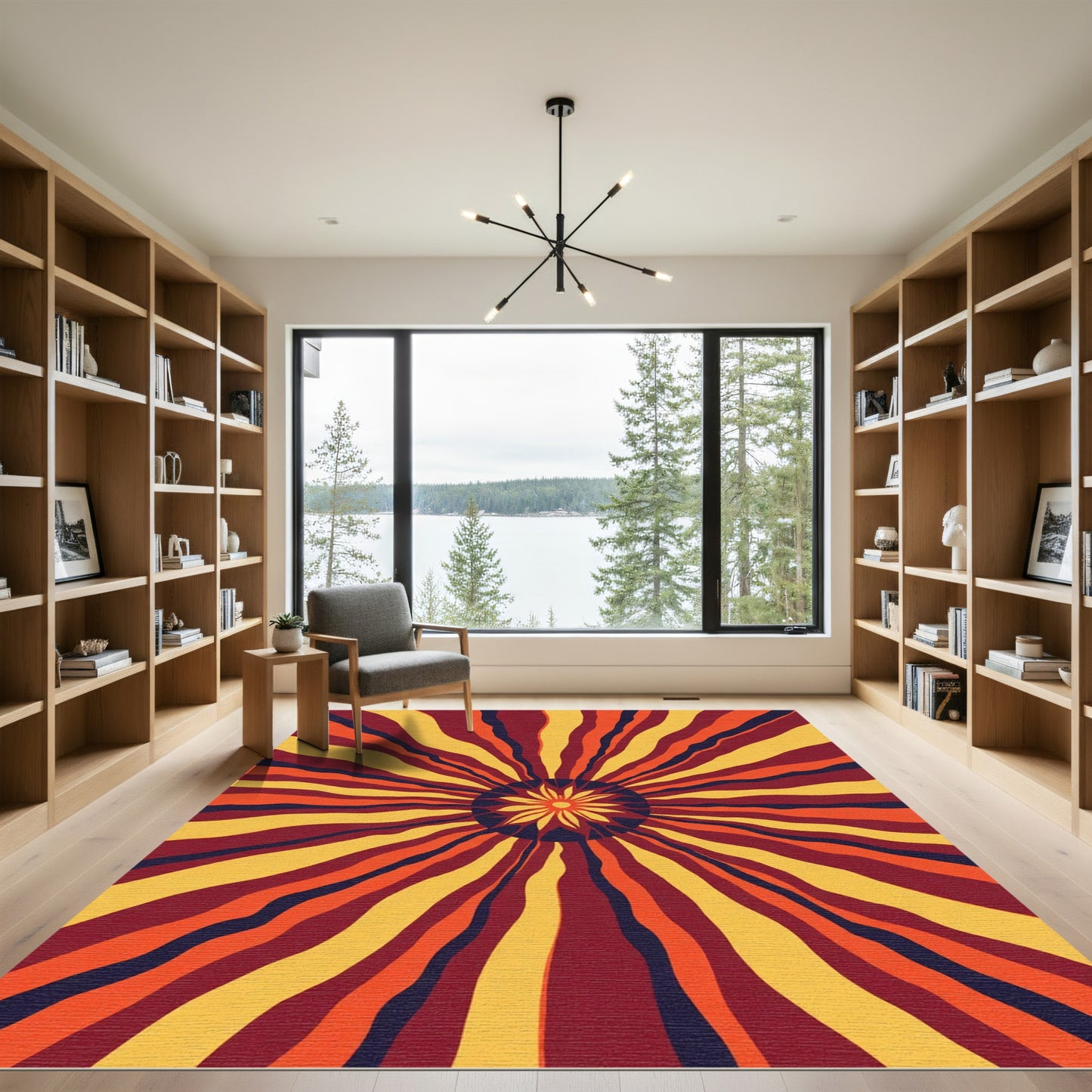 Radiant Sunburst Red Yellow Rug