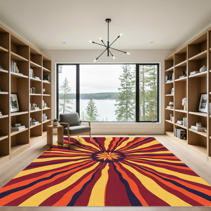 Radiant Sunburst Red Yellow Rug