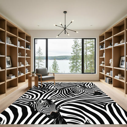 Striped Zebra Herd Abstract Art Rug
