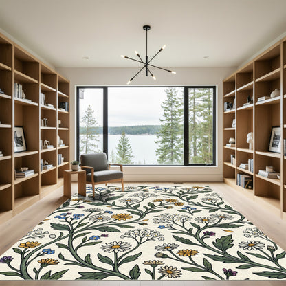 Vintage Wildflower Meadow Floral Cream Rug