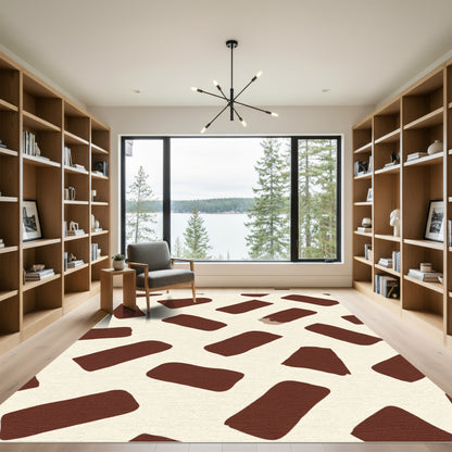 Brown Rectangles Creamy Abstract Rug