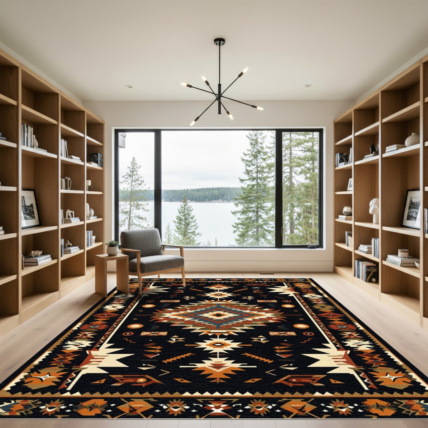 Southwestern Terracotta Geometric Ethnic Rug