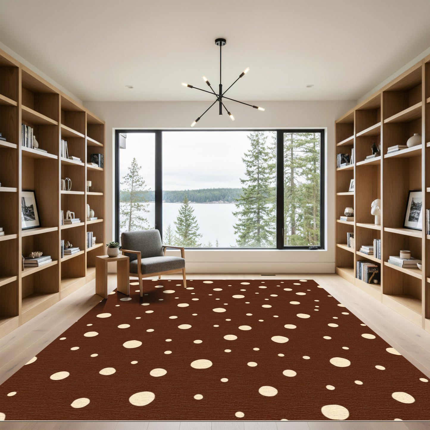 Chocolate Cream Polka Dot Rug