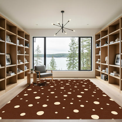 Chocolate Cream Polka Dot Rug