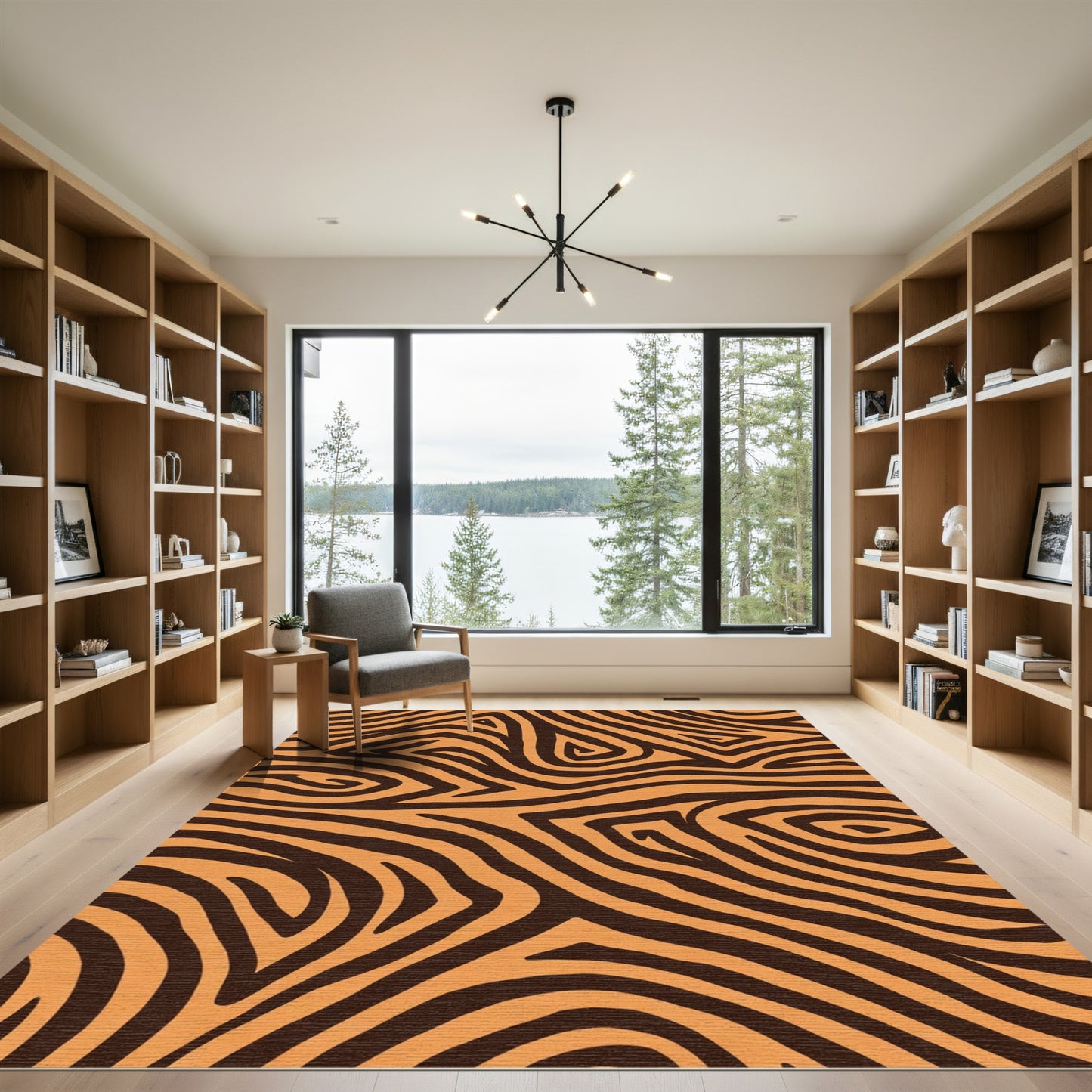 Orange Brown Abstract Swirl Rug