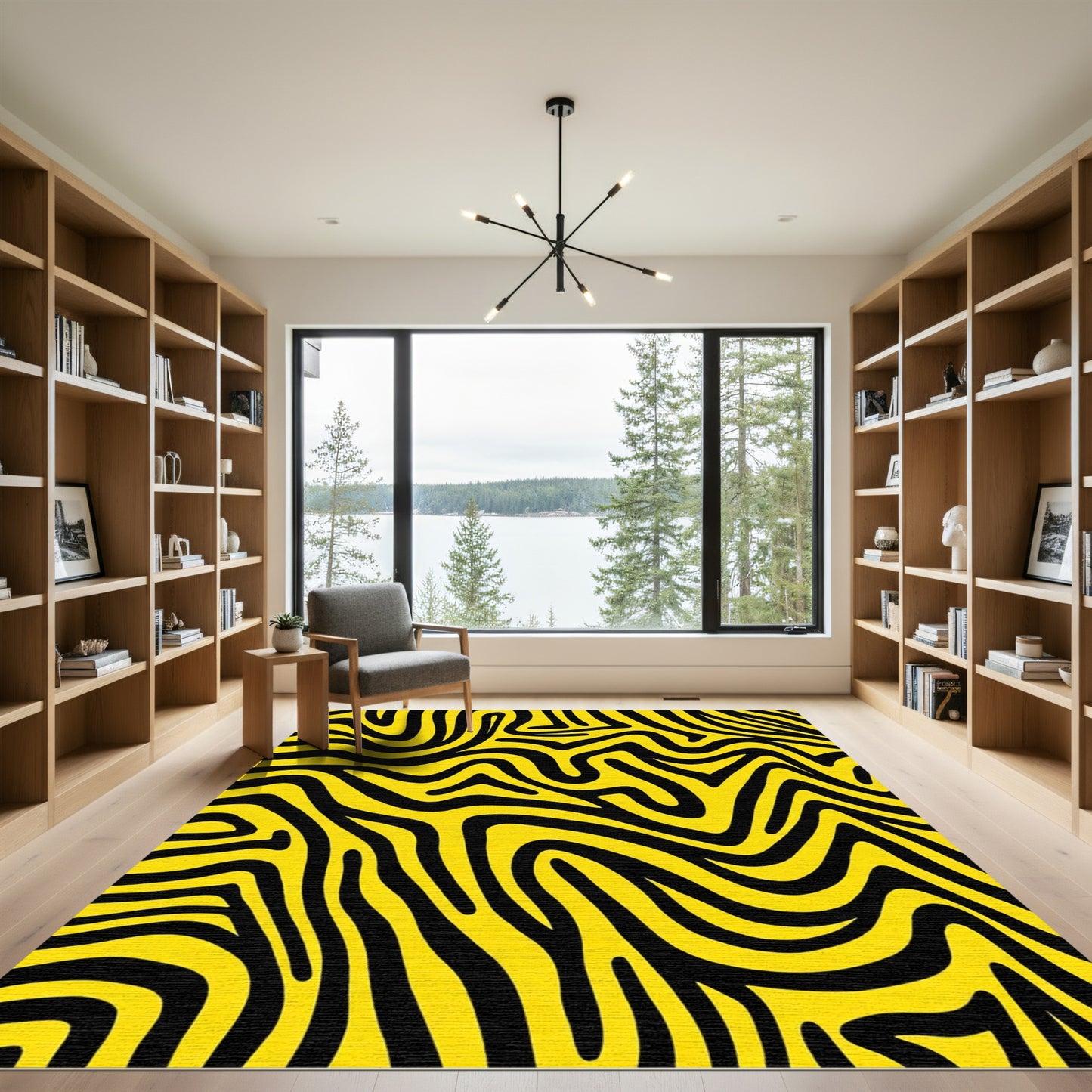 Bold Yellow Black Animal Stripe Rug