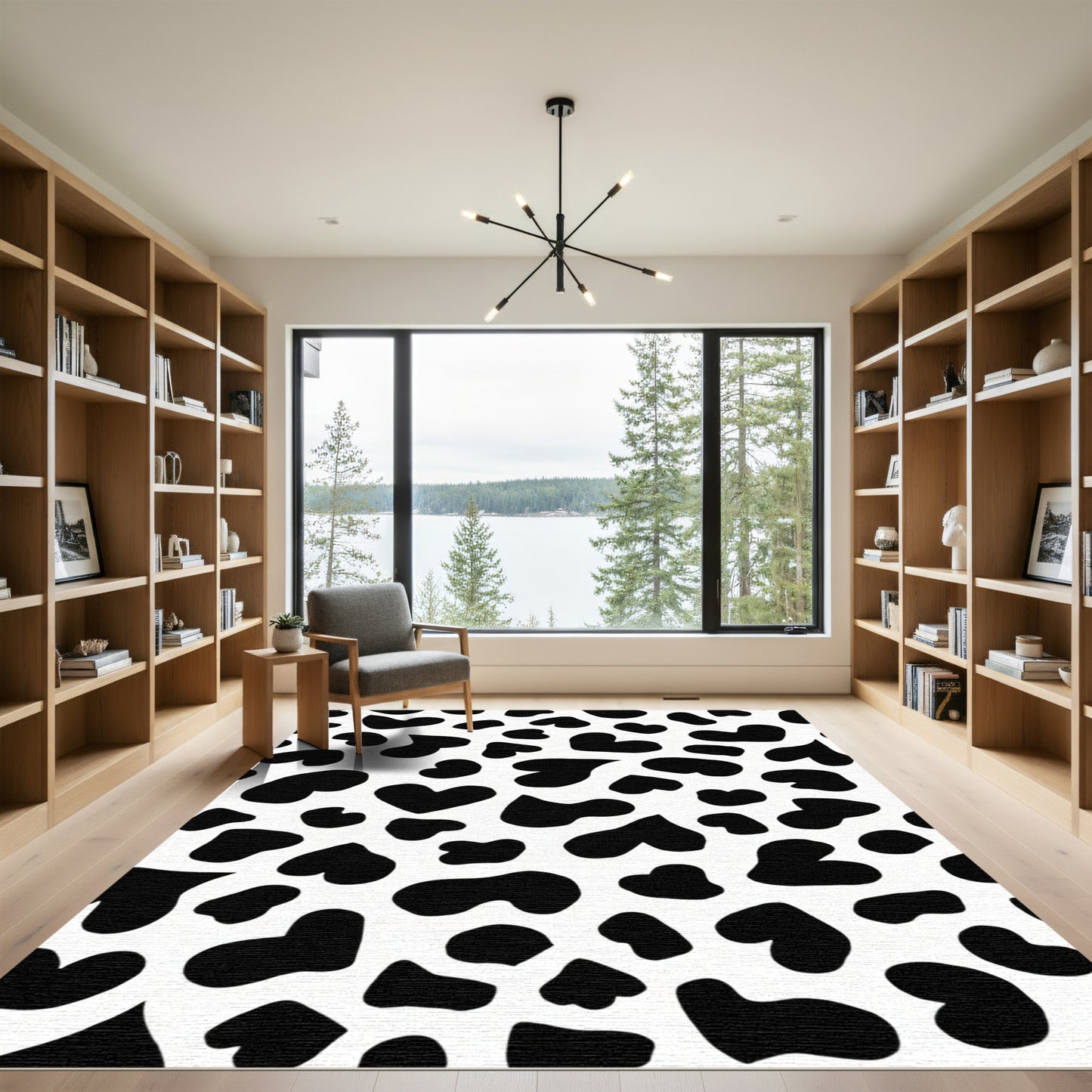 Black White Heart Scatter Rug