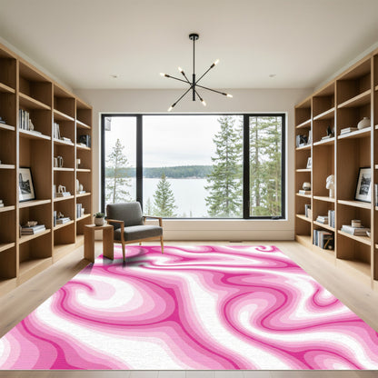 Crimson Pink Swirl Abstract Rug