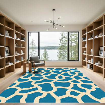 Blue Beige Organic Amorphous Rug
