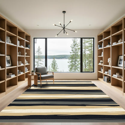 Earthy Tonal Abstract Stripe Rug