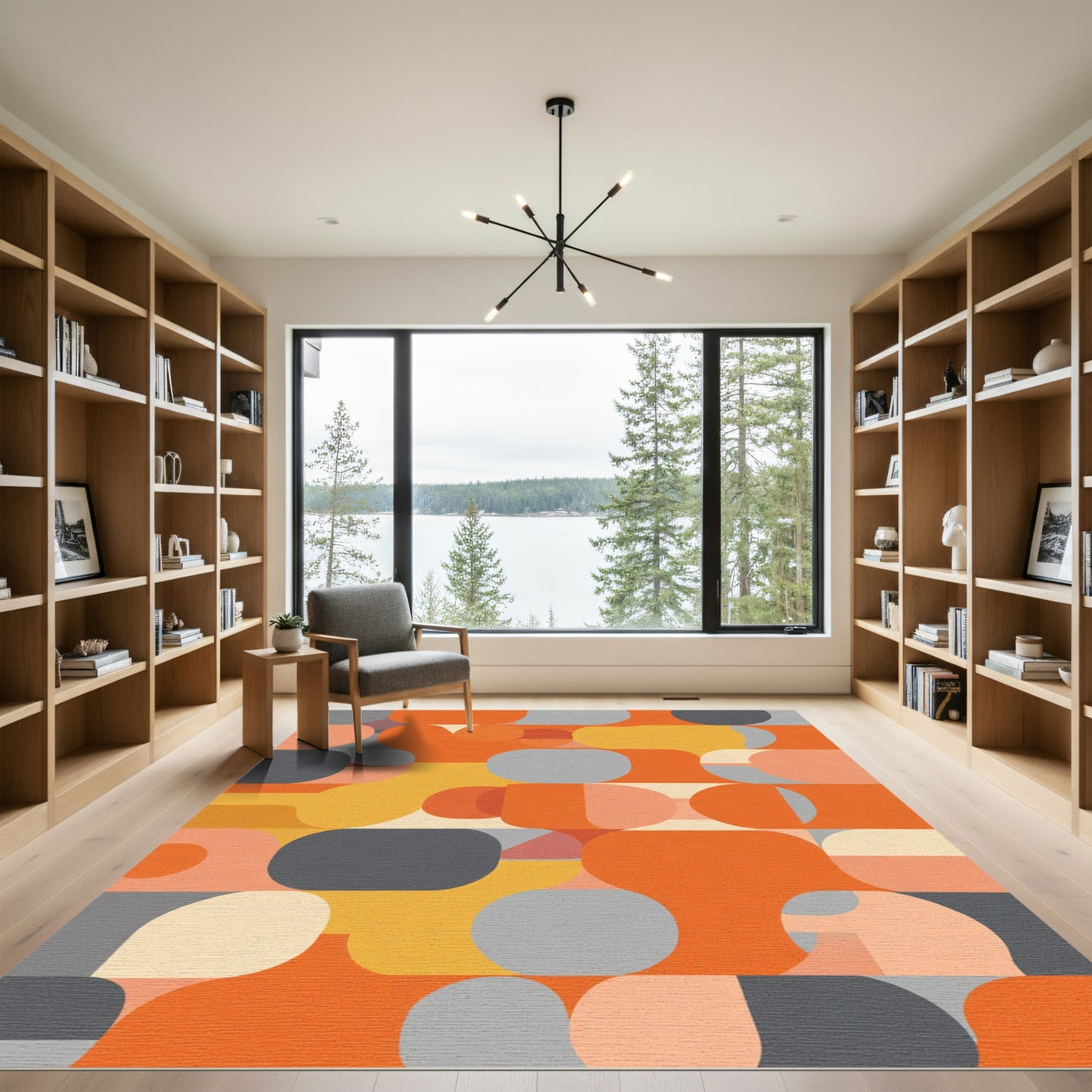 Mid Century Modern Geometric Arrangement Rug