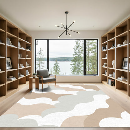 Neutral Wavy Organic Cloudscape Rug