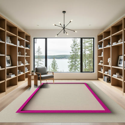 Bright Fuchsia Geometric Outline Frame Rug