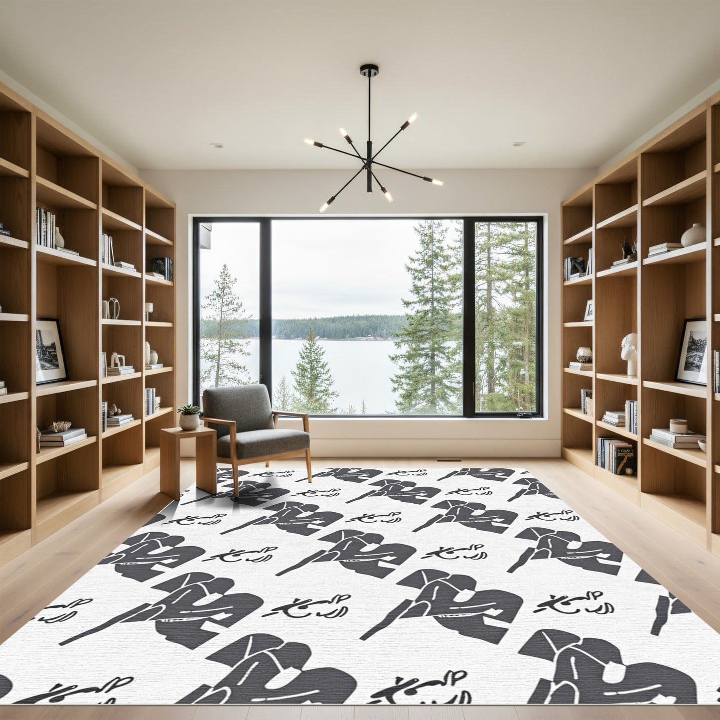 Abstract Black Figure Dance Composition Rug